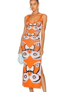 aje electra scrunch midi dress Alexis Malia Mirrored Midi Sheath Dress